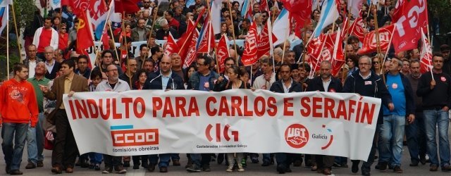 Vista dunha das mobilizacións anteriores en solidariedade con Carlos e Serafín [Imaxe: CIG]