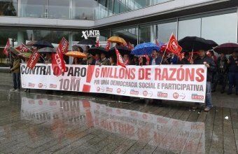 Concentración de CCOO e UGT ás portas da Xunta en Vigo [Imaxe: @UGTGalicia]